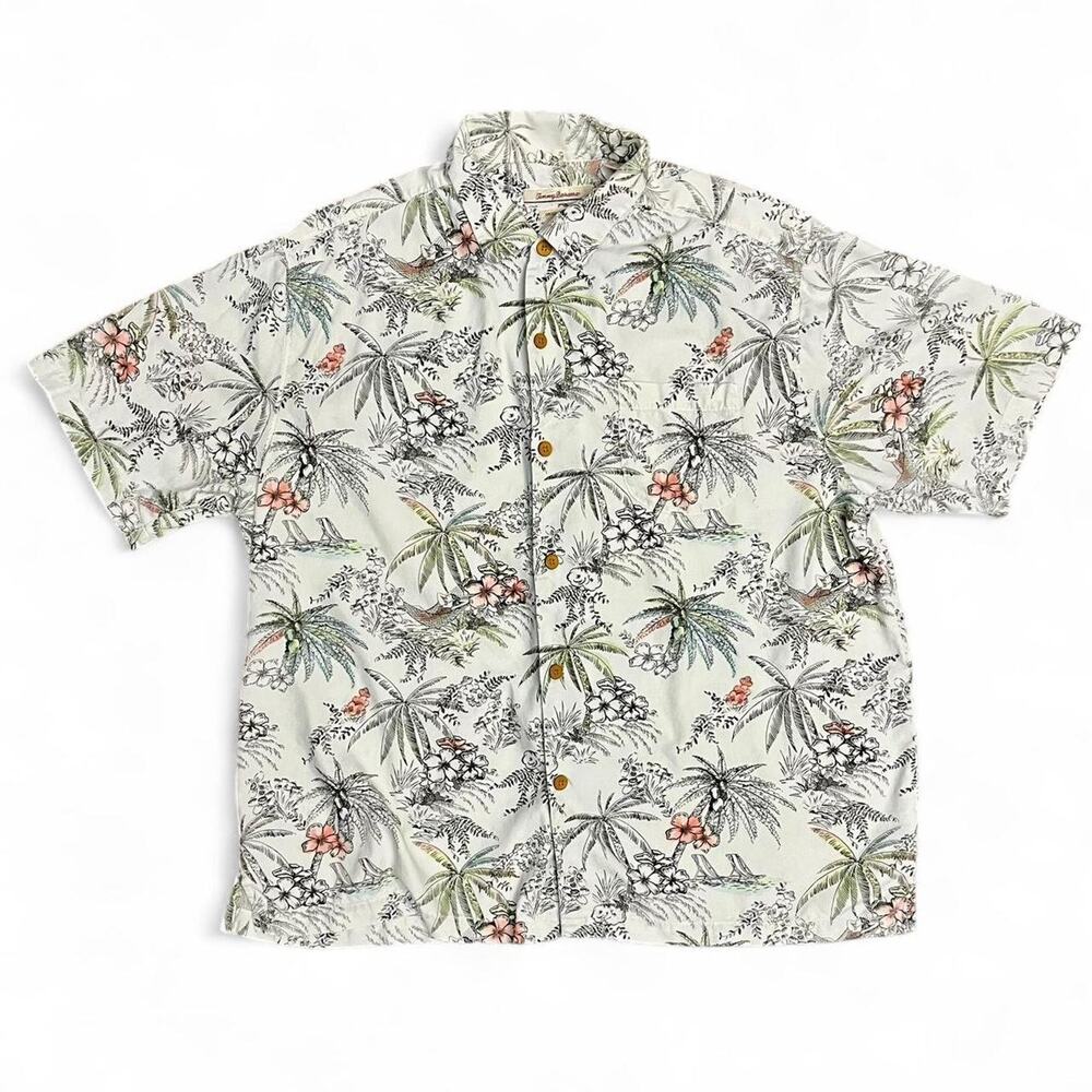 Tommy Bahama Hawaiian shirt in beige and multi-colored floral print Size XXL